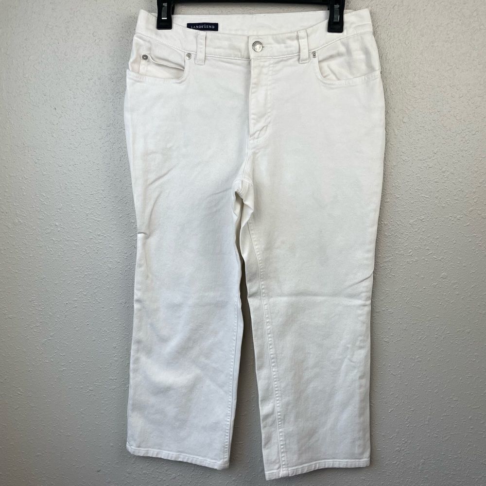 Lands End White Cropped Pants Size 6 EUC